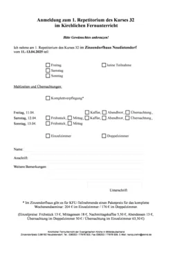 Anmeldebogen Repetitorium I Kurs 32