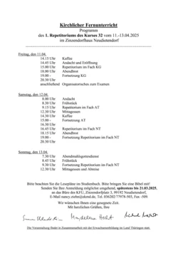 Programm Repetitorium I Kurs 32